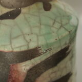 Polychrome raku vase