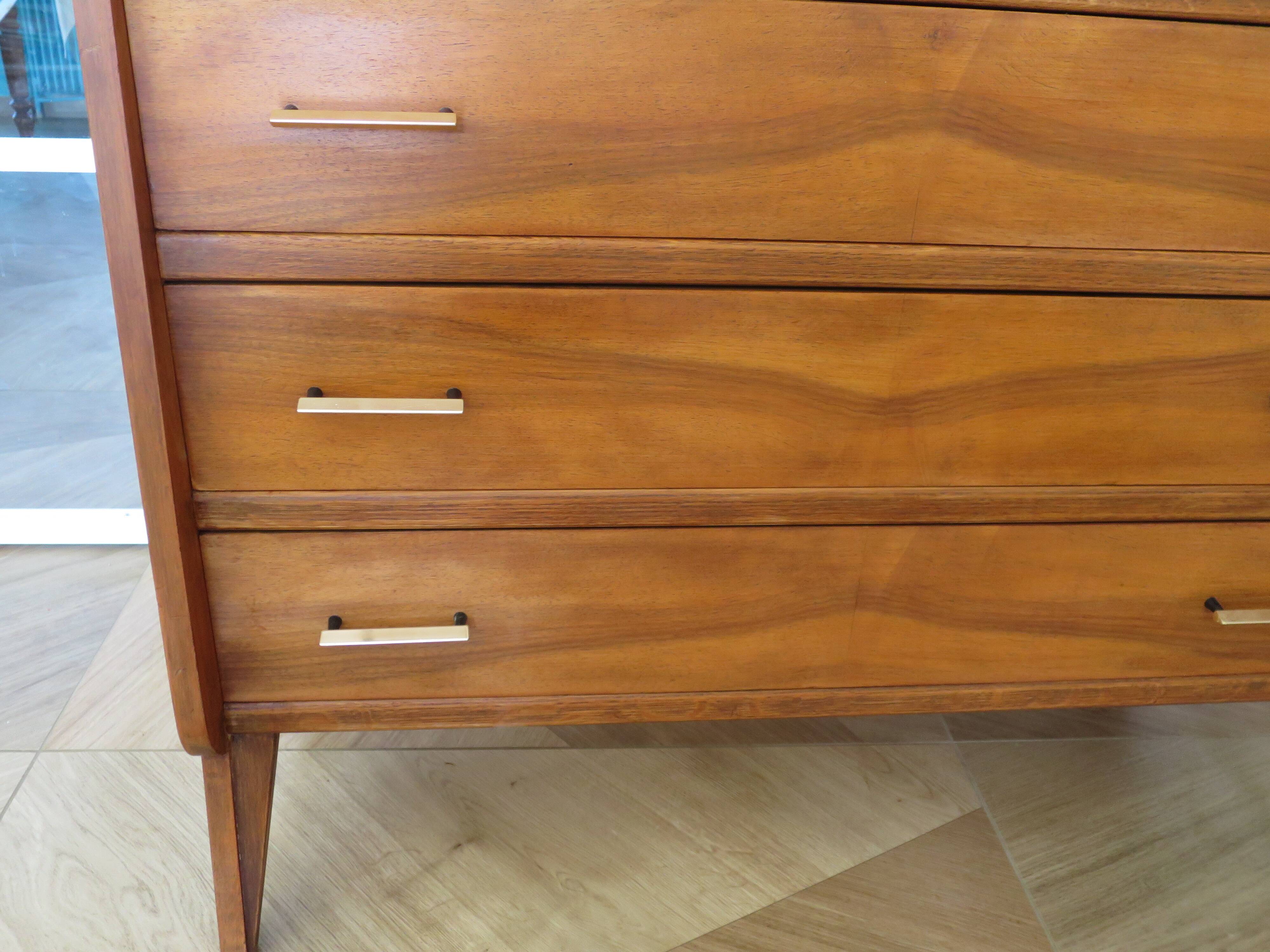Cabinetmaker's chest of drawers - 4 drawers - golden oak - with oblique profile - compass feet - 1950