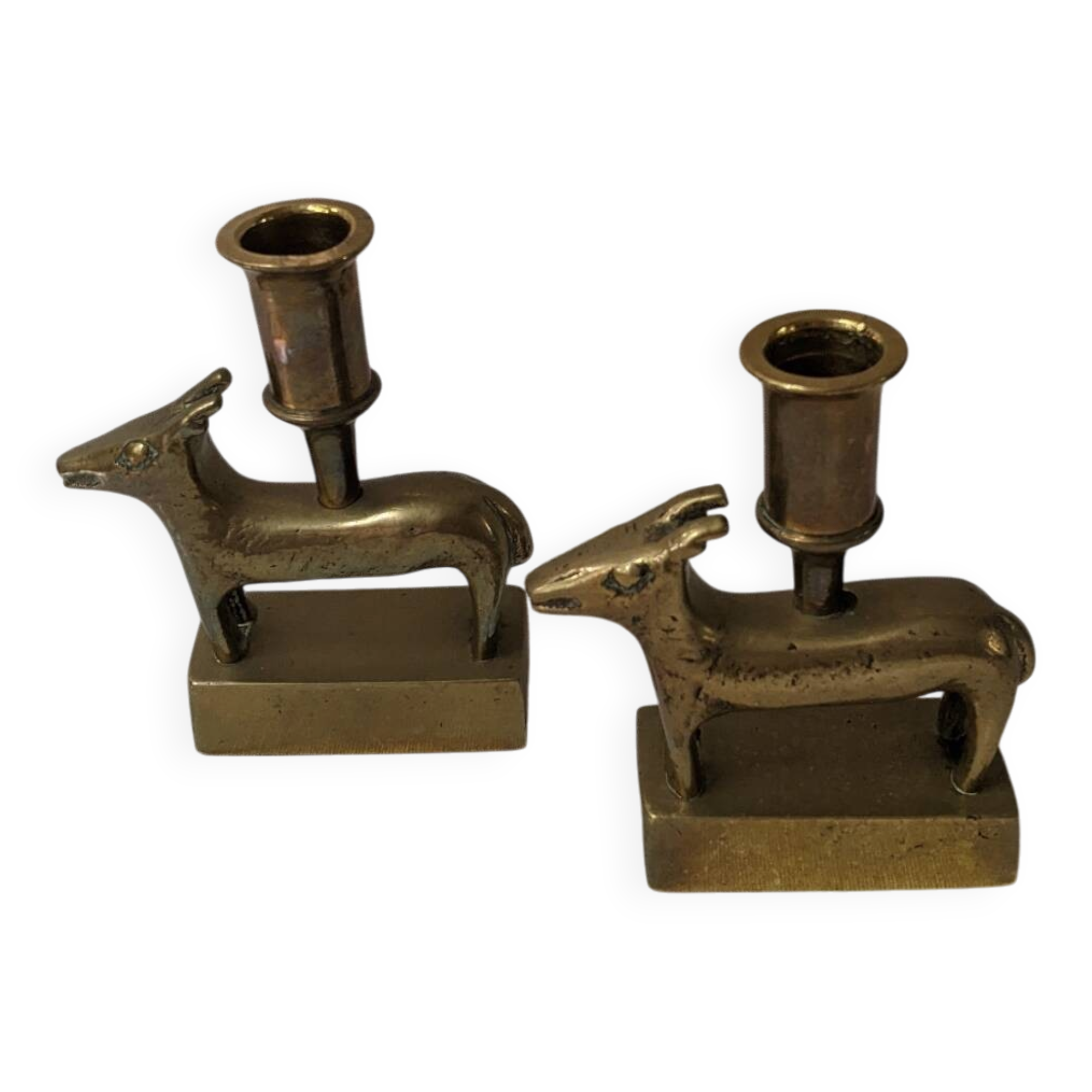 Pair of brass candlesticks ethnic decoration