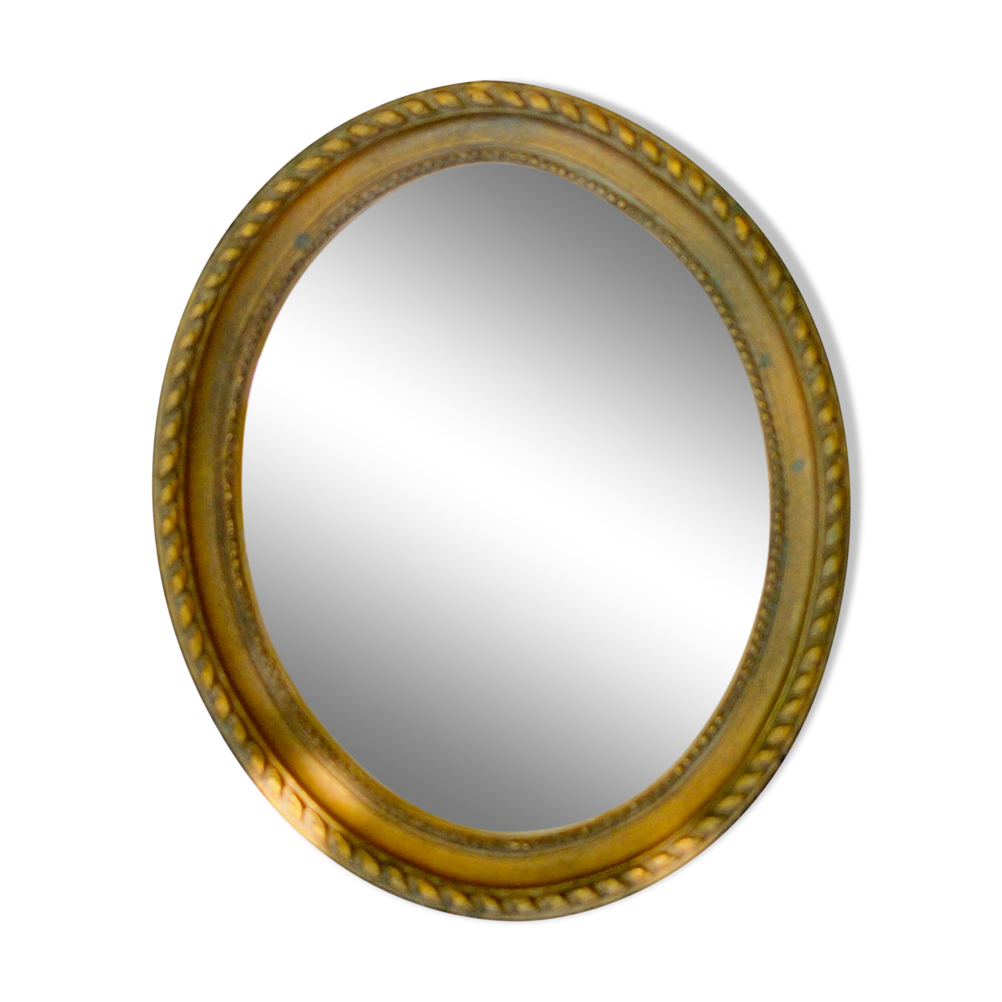 Oval wooden mirror 60s - 22x18cm