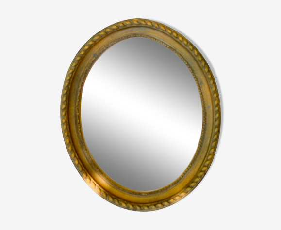 Miroir en bois ovale années 60 - 22x18cm