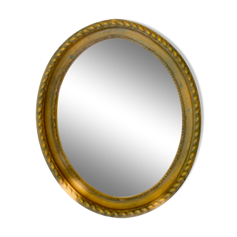 Oval wooden mirror 60s - 22x18cm