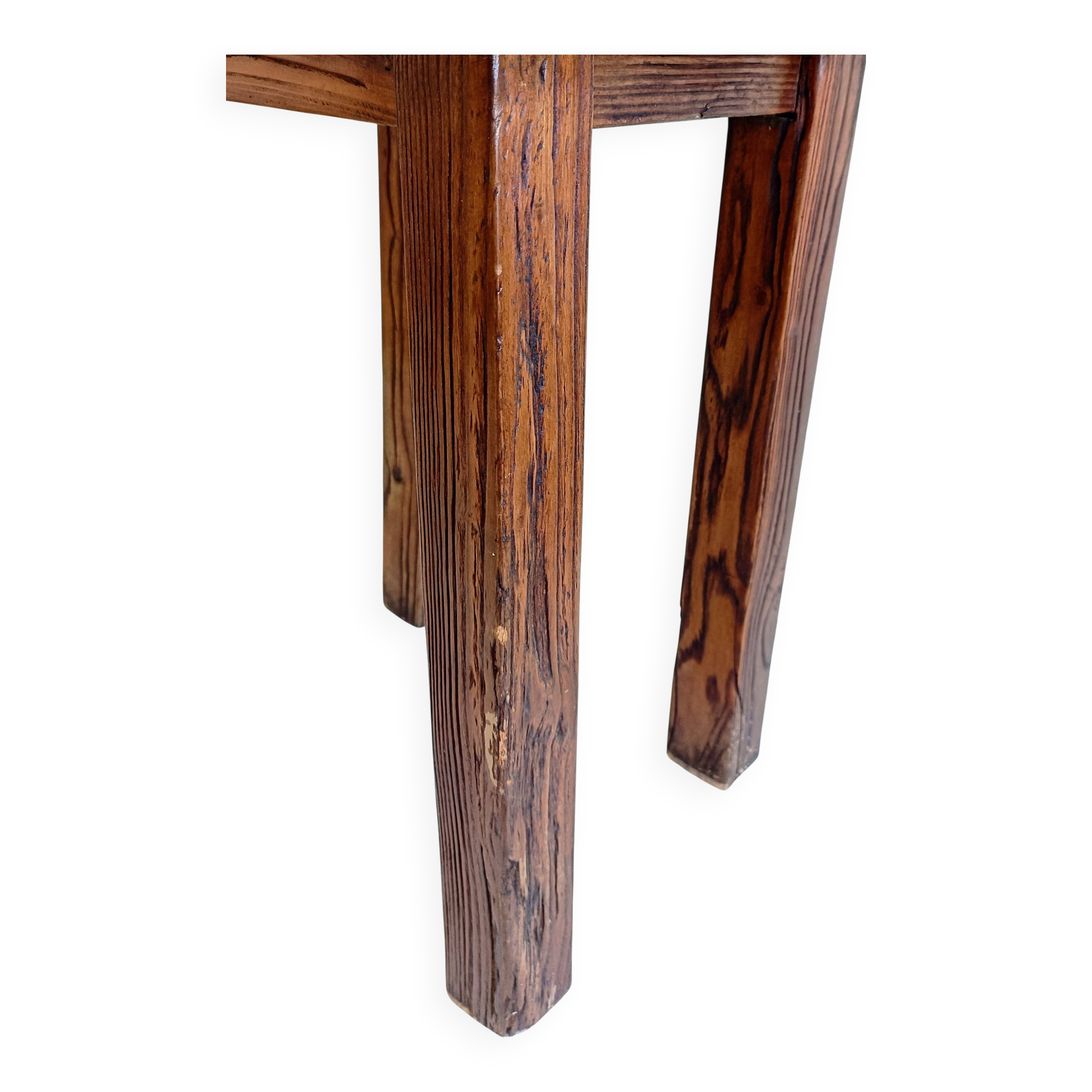 Spanish Baroque Oak Side Table or Stool, Wabi-Sabi Style, 18th C.