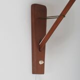 Danish teak wall lamp with pearl shade, 1960s