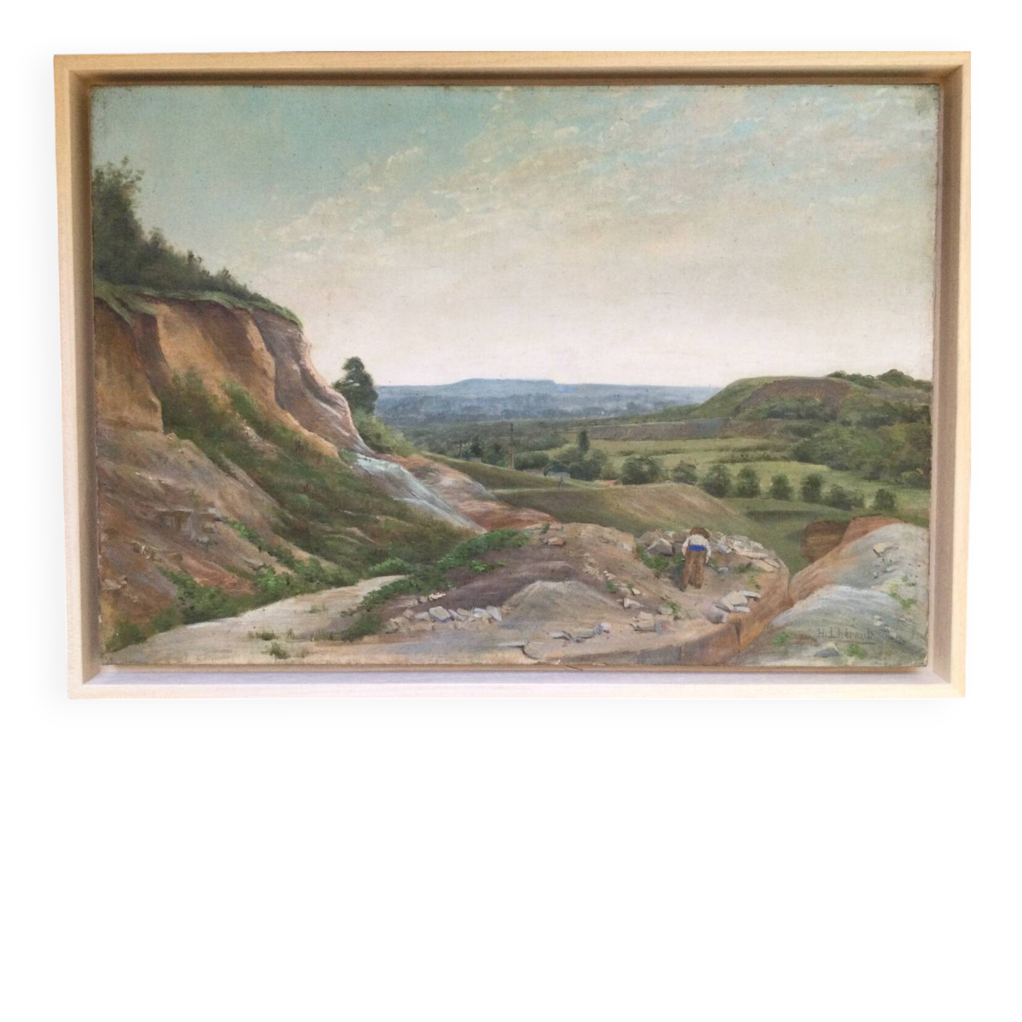 The stonemason. oil on canvas by henri lhérault 1860-1928.