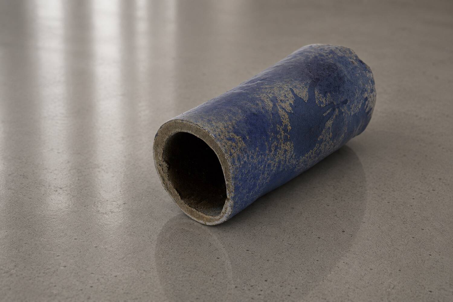 Vintage Natural Scandinavian Modern Blue Clay Ceramic Vase, 1960s