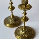 Pair of neoclassical brass candlesticks