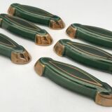 Set of 6 Poët-Laval Art Deco Enameled Ceramic Knife Holders