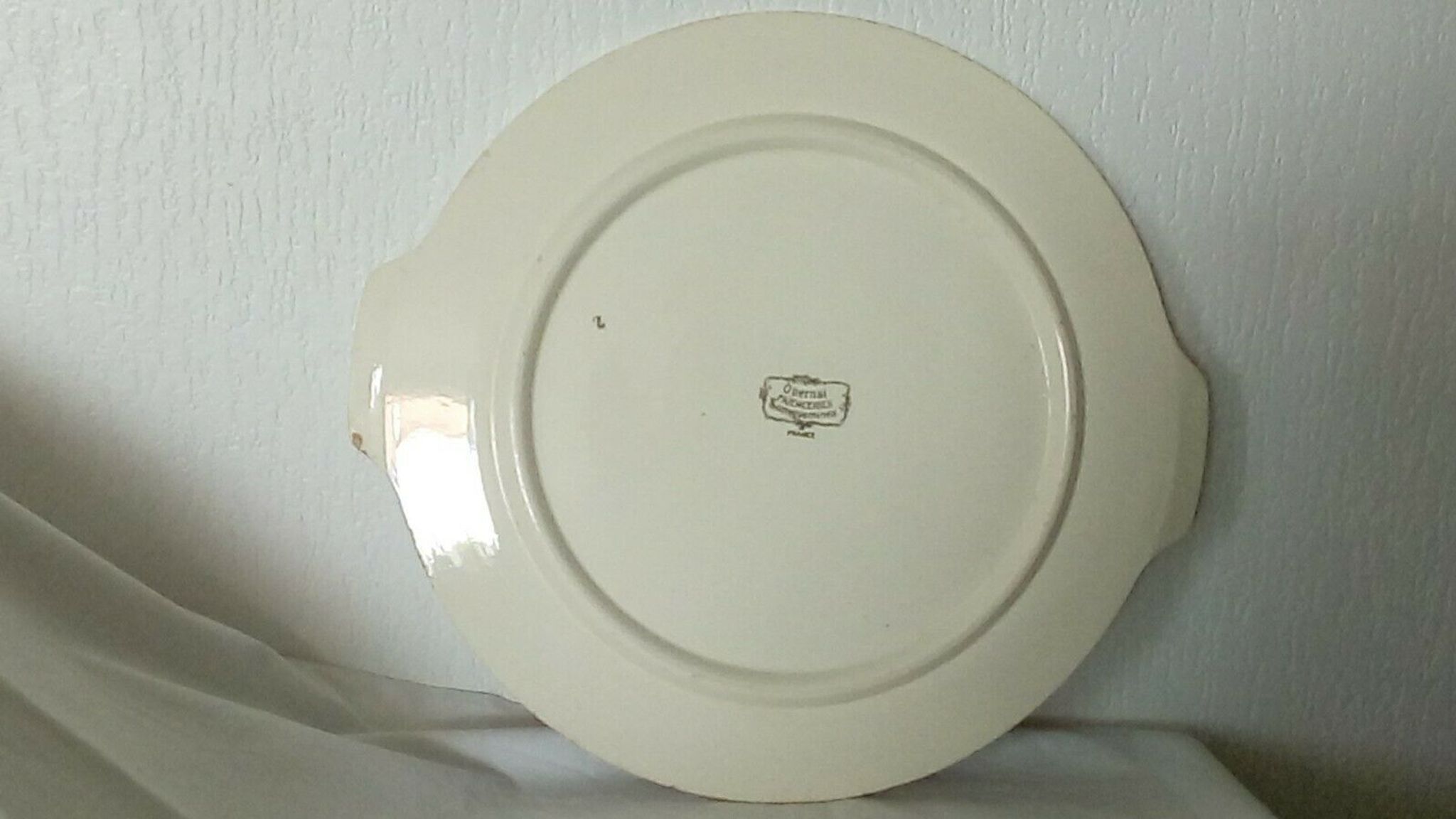 Plat a tarte en faience de sarreguemines modele obernai