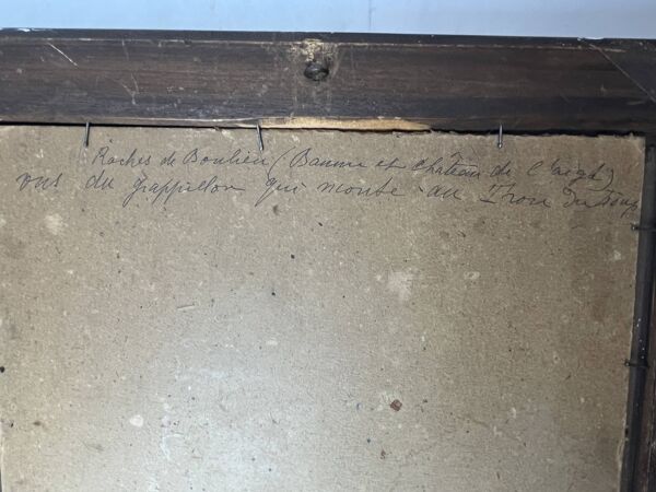 Huile sur panneau paysage encadrement style Louis XVI début XXème