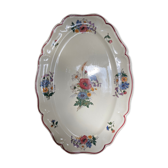 Plat ovale faience Sarreguemines dv decor agreste