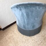 Vintage toad armchair in blue velvet