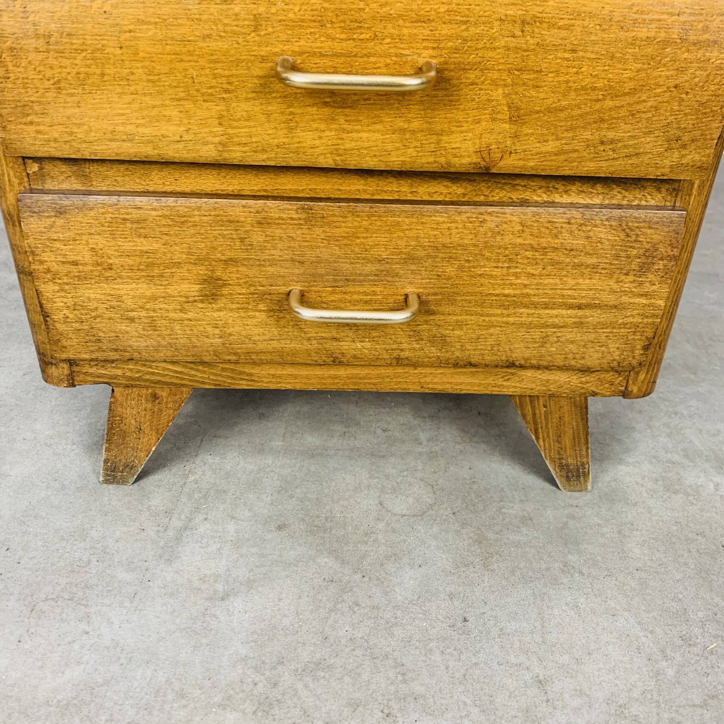 Commode chiffonnier pied compas, années 50, bois