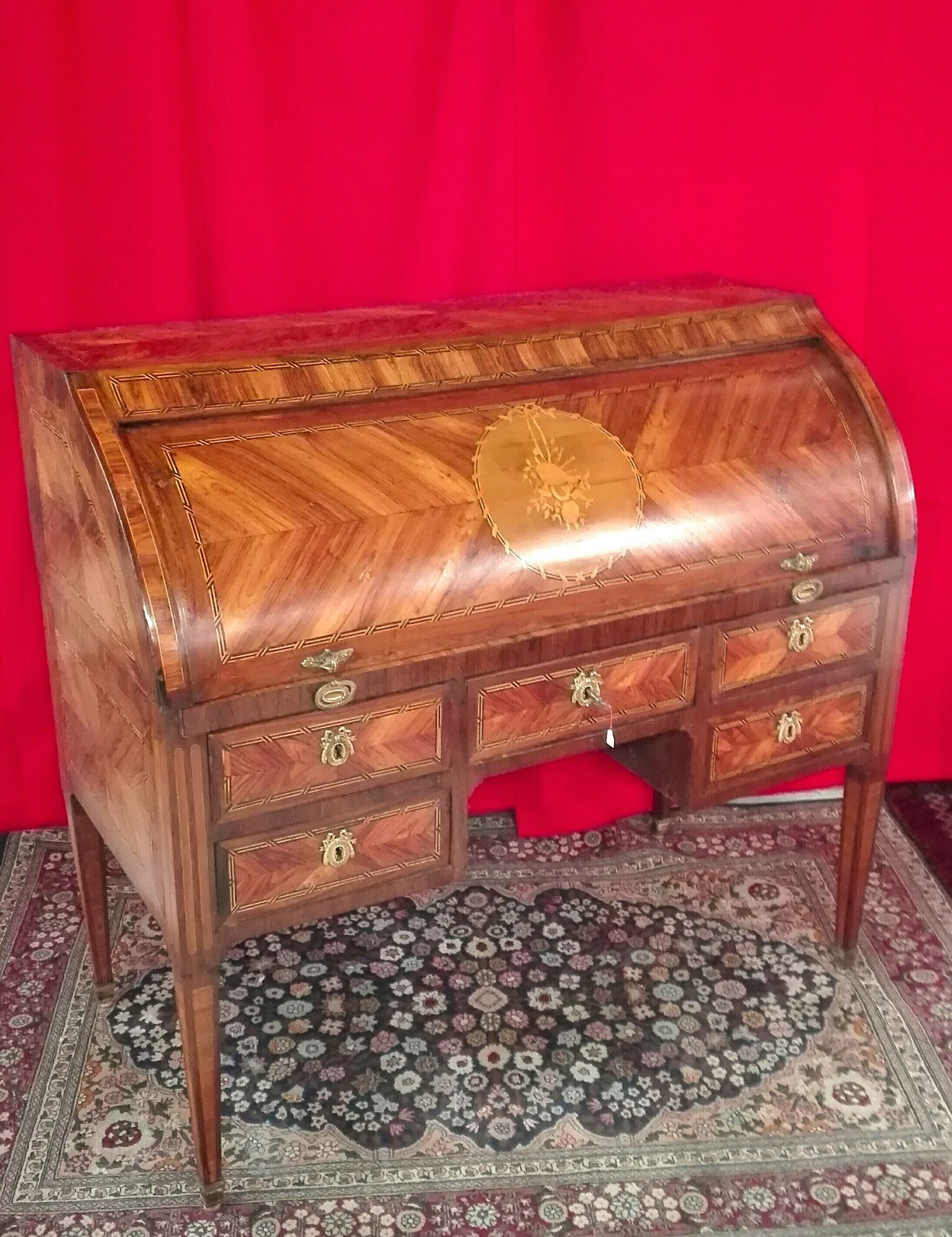 Napoleon III inlaid cylinder desk