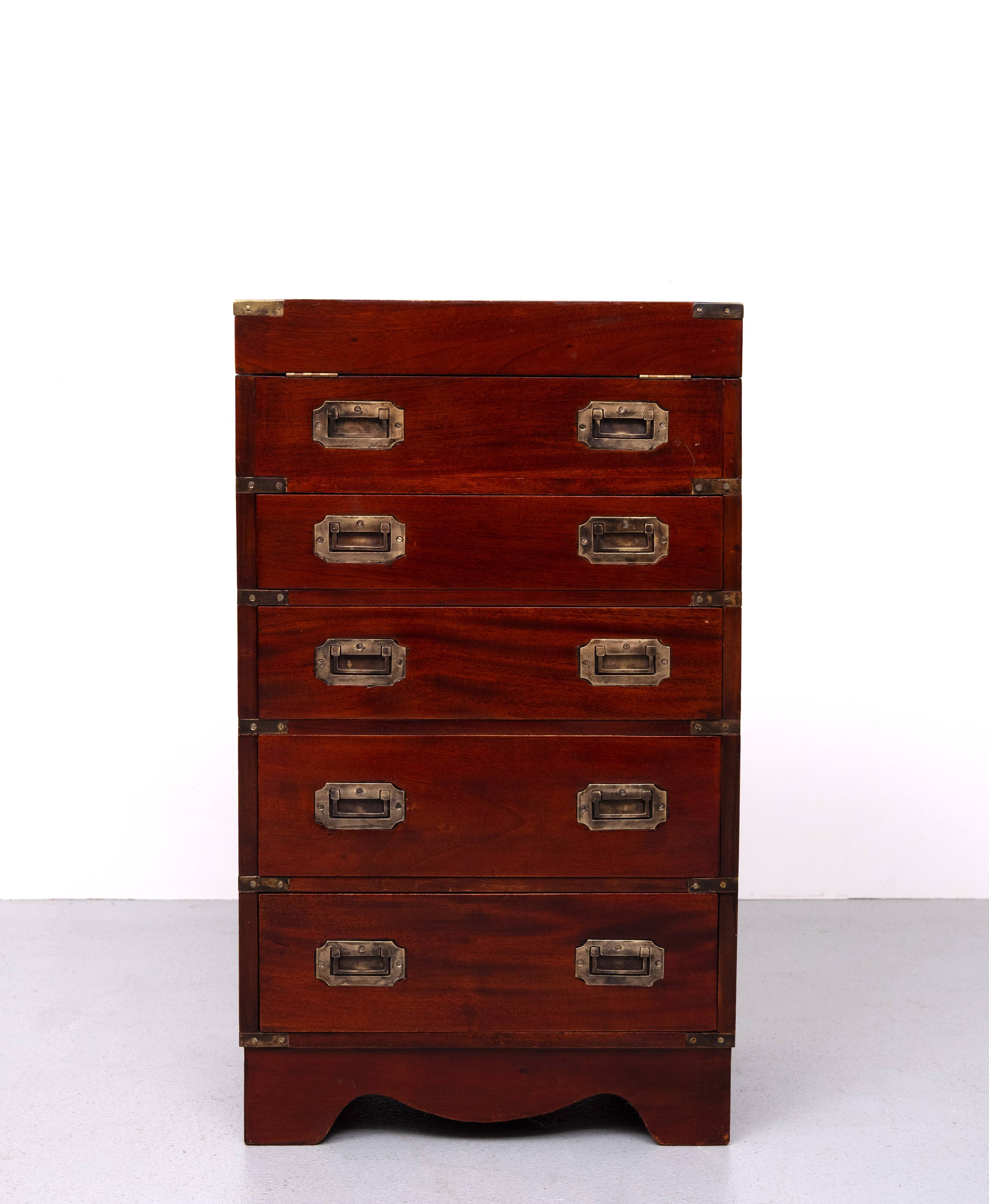 Bureau Davenport en acajou de style militaire. Angleterre