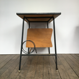 vintage desk in wood, metal and yellow formica