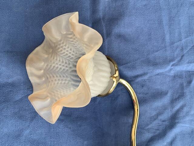 Wall light, art deco style, tulip globe in beige frosted glass