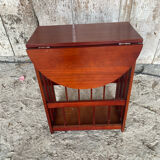 Antique Wooden Nightstand Side Table Folding Shelf Wine Magazine Rack