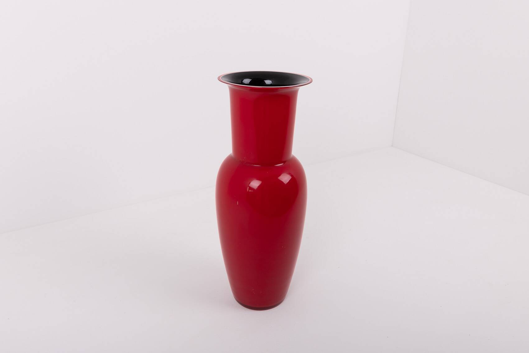 Opalino red vase by Venini