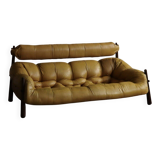 Percival Lafer MP-81 three seater sofa in yellow leather, Brazil 1970s