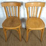 Pair of Baumann type bistro chairs stamped PTT