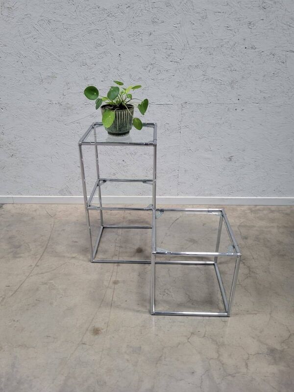 Table d'appoint modulaire en cubes chromés, années 1960 Poul Cadovius Série Abstracta