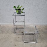 Table d'appoint modulaire en cubes chromés, années 1960 Poul Cadovius Série Abstracta