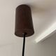 Vintage half globe pendant light in green opaline, imitation teak elements, 50s/60s