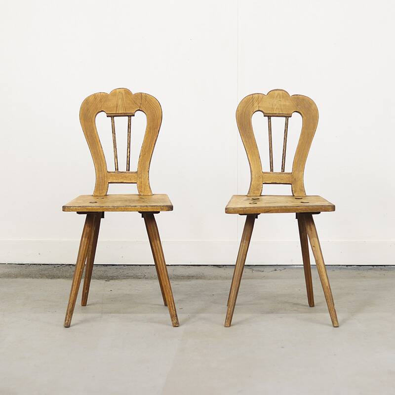 19th century antique painted primitive mountain chairs