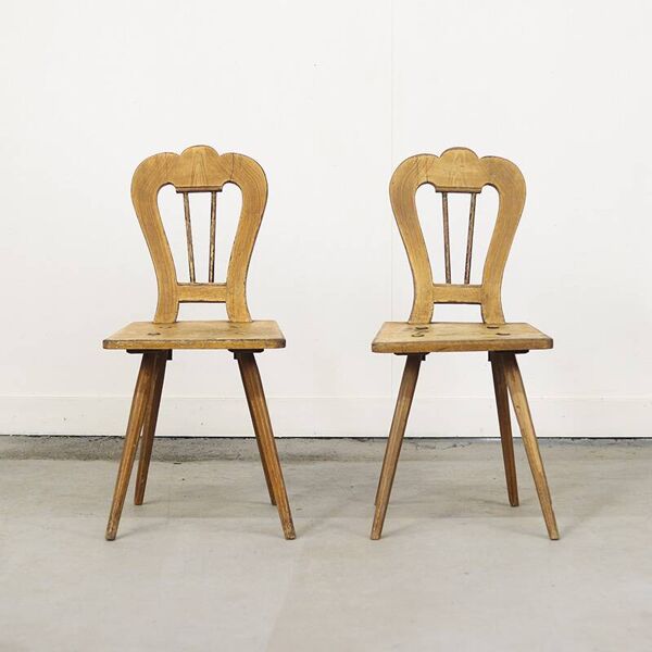 Chaises de montagne primitives peintes antiques du 19ème siècle