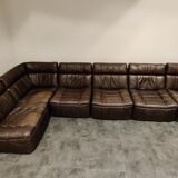 Vintage modular leather sofa by Rolf Benz 1970s