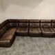 Vintage modular leather sofa by Rolf Benz 1970s