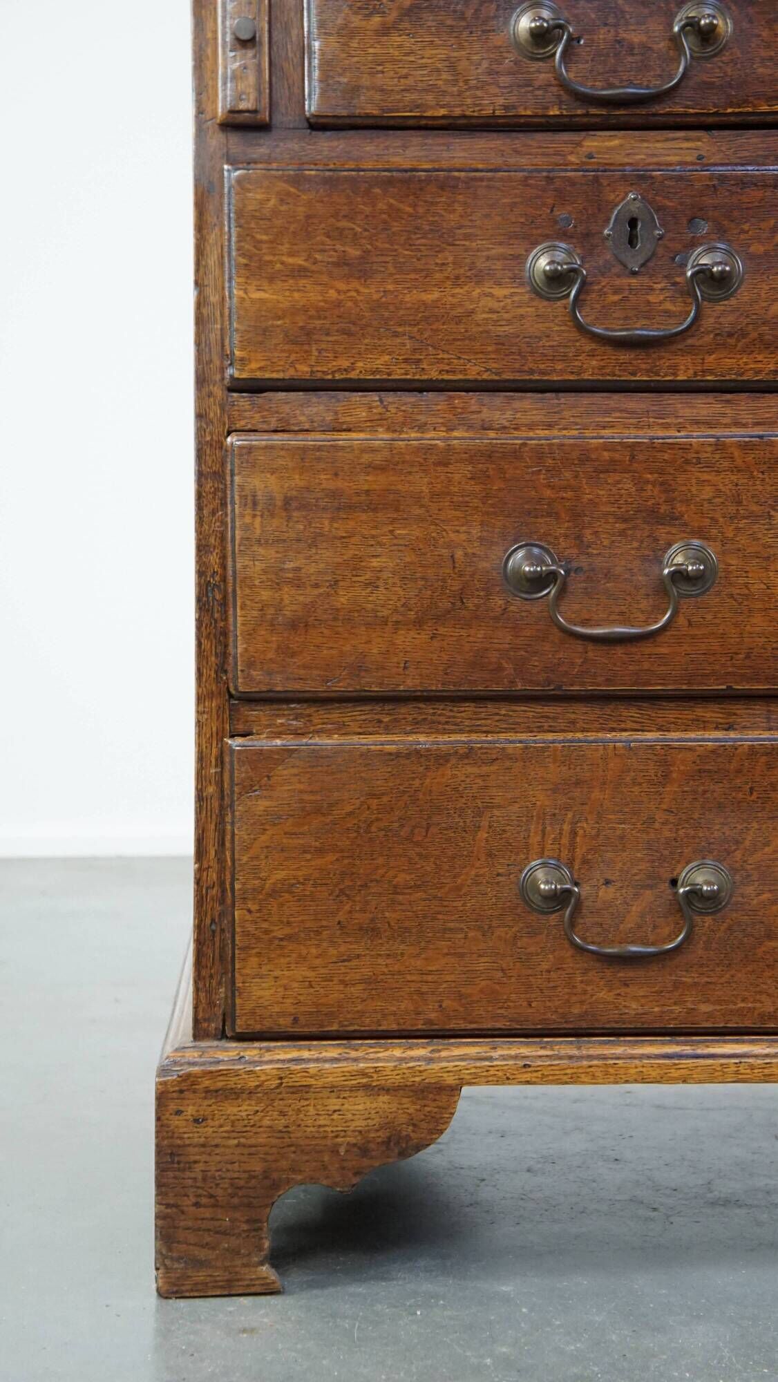 Large antique English oak secretaire from the 18th century