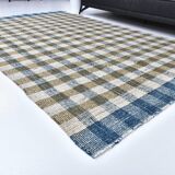 scandinavian kilim 290x190 cm , blue beige and  mustard colour.