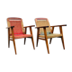 Pair of vintage 1940 armchairs in mahogany and braided rope
