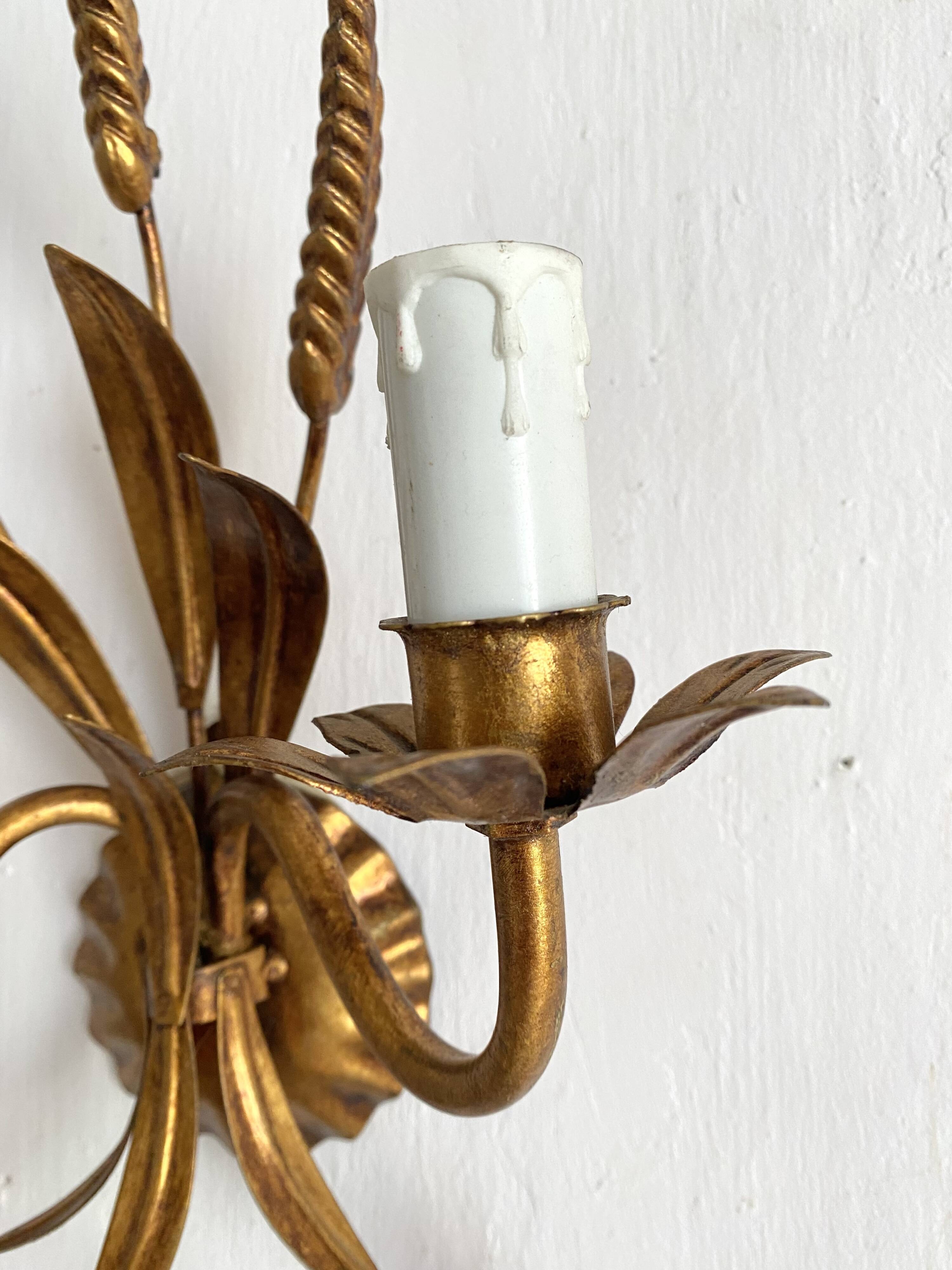 Hollywood Regency Italian wheat ear sconces
