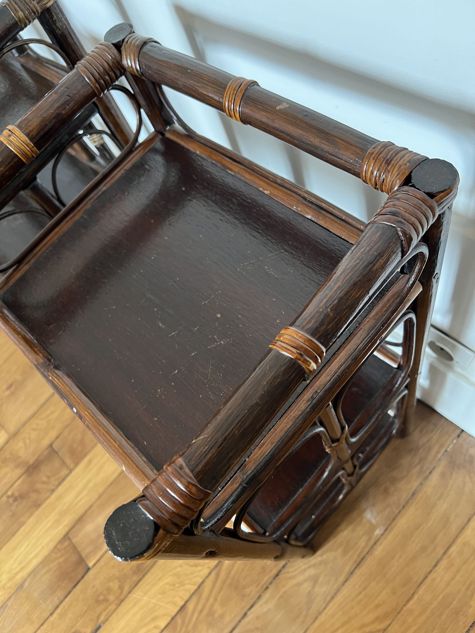 Pair of rattan shelves from the 70s