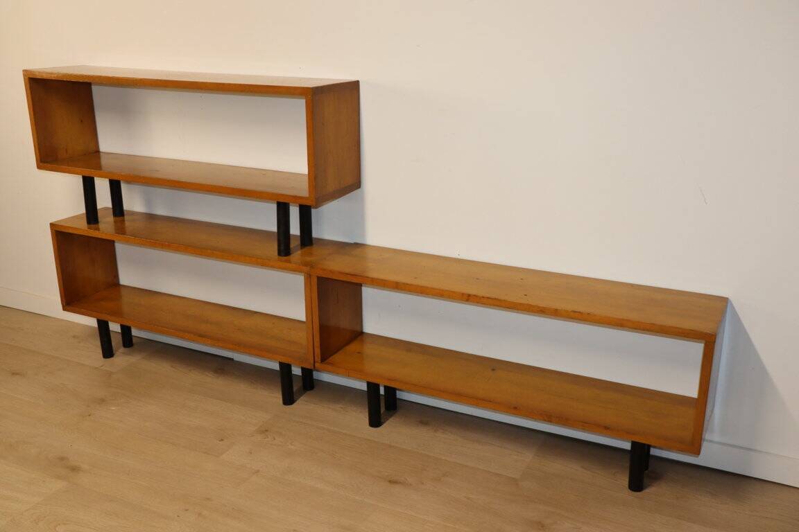 Vintage shelf with modular wooden boxes, 1960s