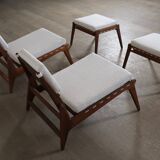 Heinz Heger Hellerau hunting chairs with ottoman, Germany 1950s