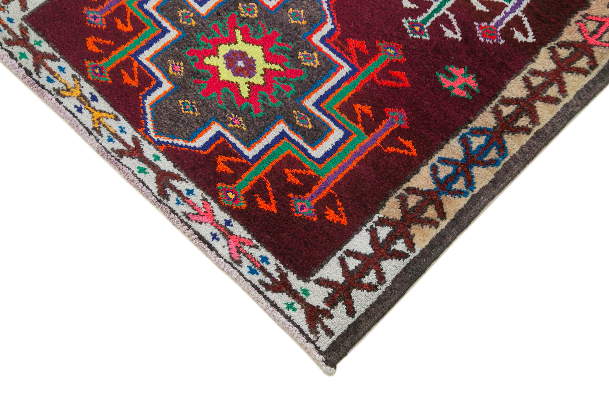 Hand-knotted one-of-a-kind turkish multicolor runner rug 90 cm x 337 cm
