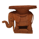 Vintage wicker and rattan elephant table 1970