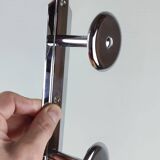 chrome metal wall coat rack with 2 hooks