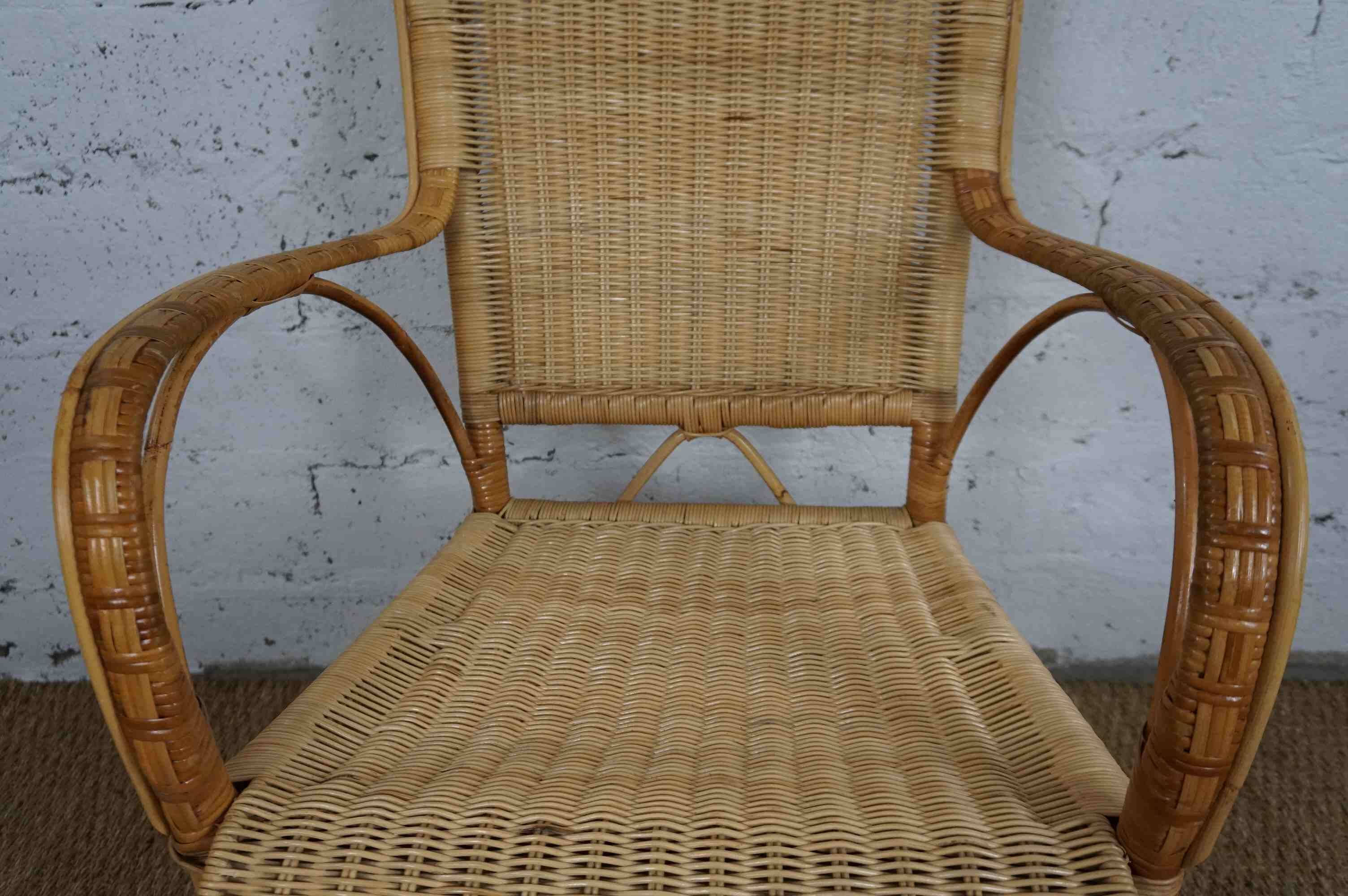 Fauteuil en rotin années 1950