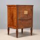 Antique walnut bedside table with maple inlays, converted into a bar cabinet, 19th century.