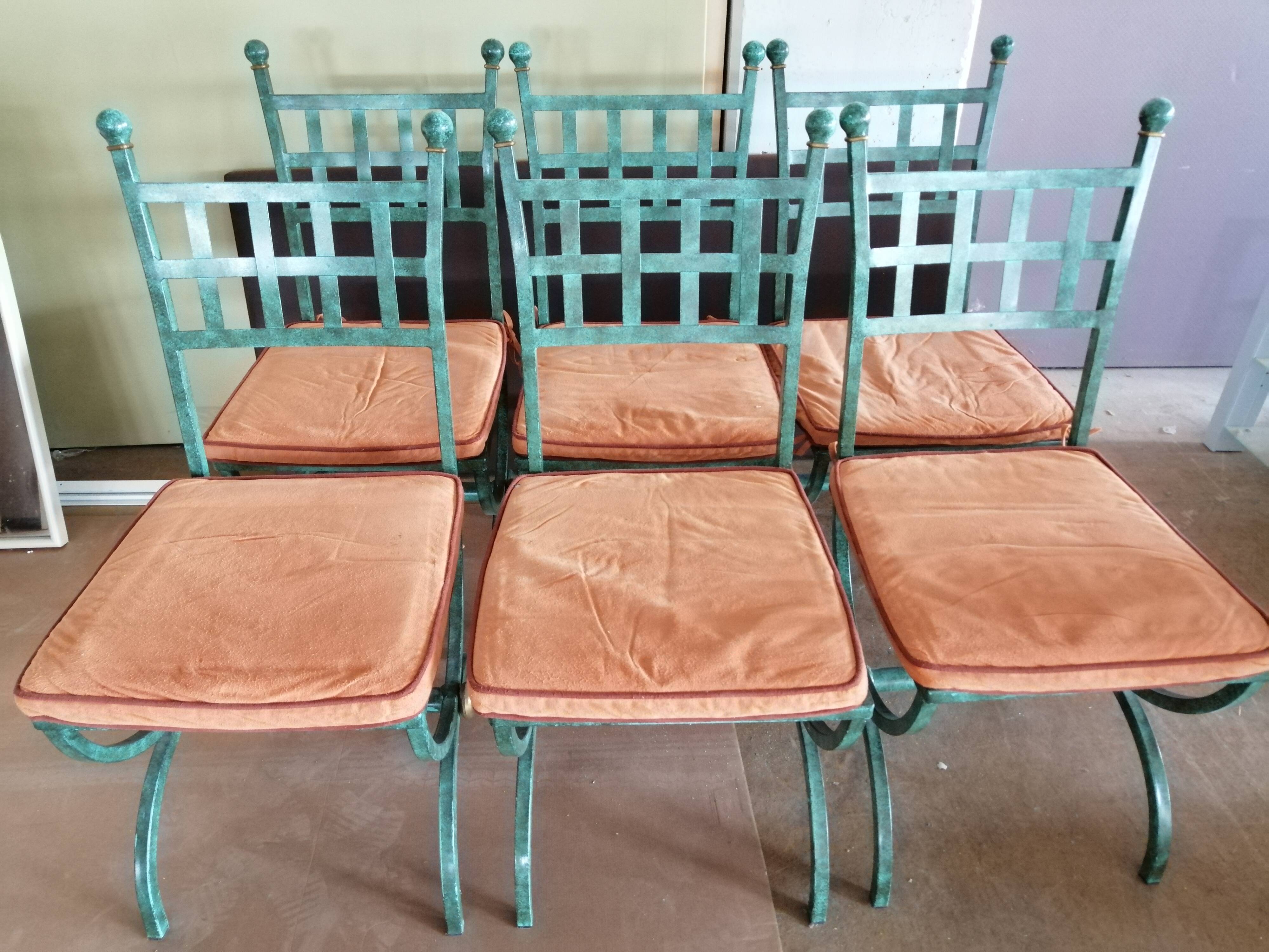 Lot de 6 chaises en fer forgé