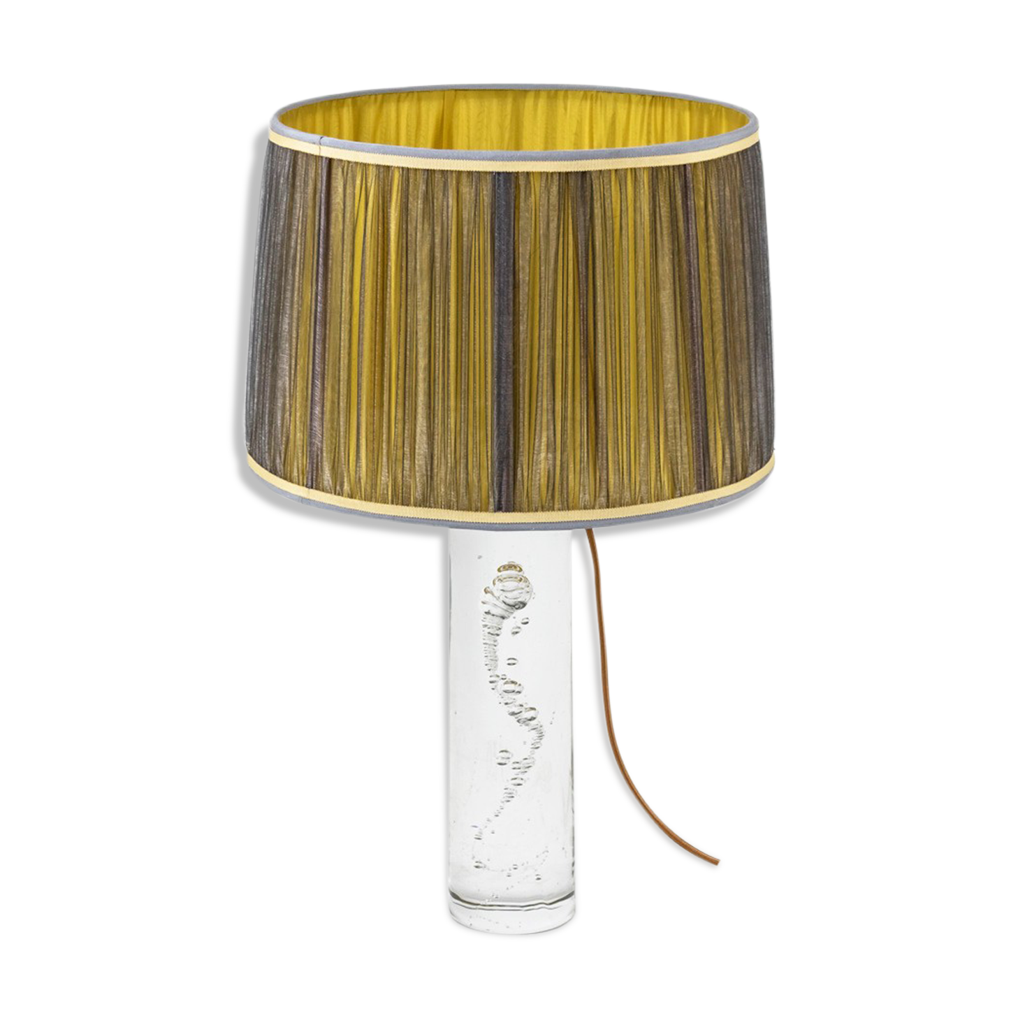 Daum France, bubble glass cylindrical lamp, circa 1975