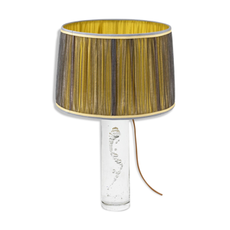 Daum France, Lampe cylindrique en verre bullé, circa 1975