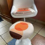 70s set of tulip-legged armchair and stool