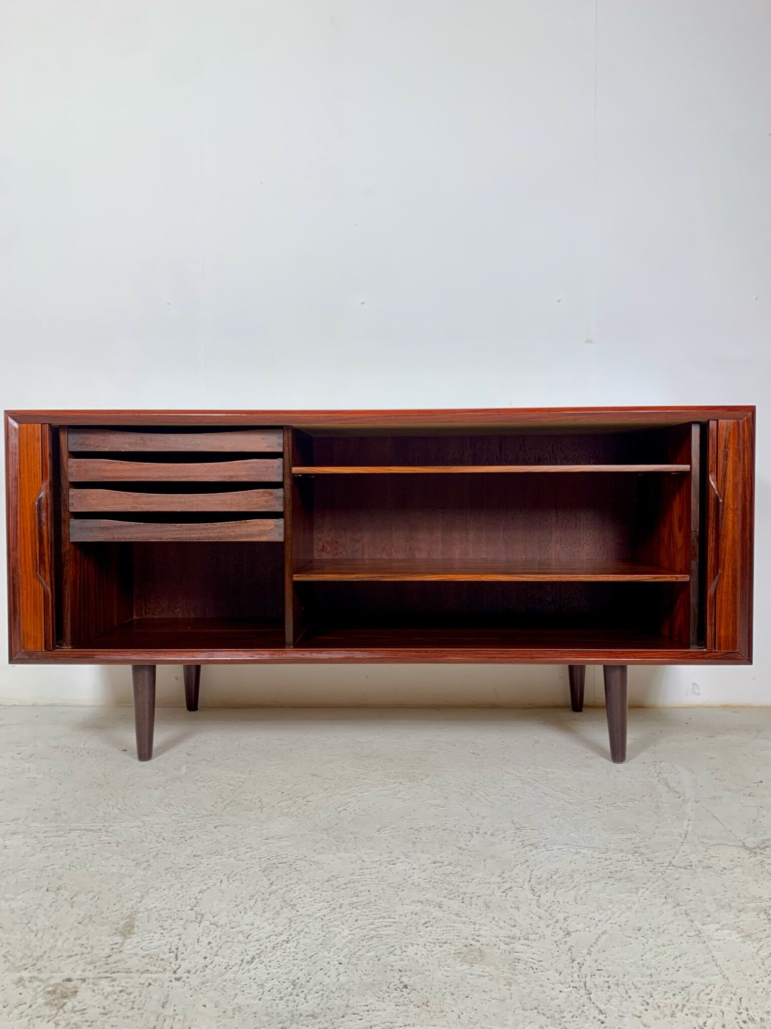 Danish palisander tambour sideboard by Arne Vodder