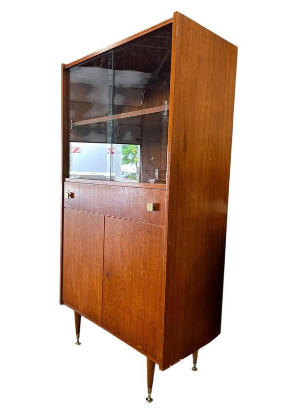 Vitrine vintage en bois / présentoir à plusieurs niveaux / meuble bar